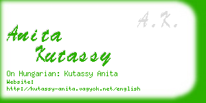 anita kutassy business card